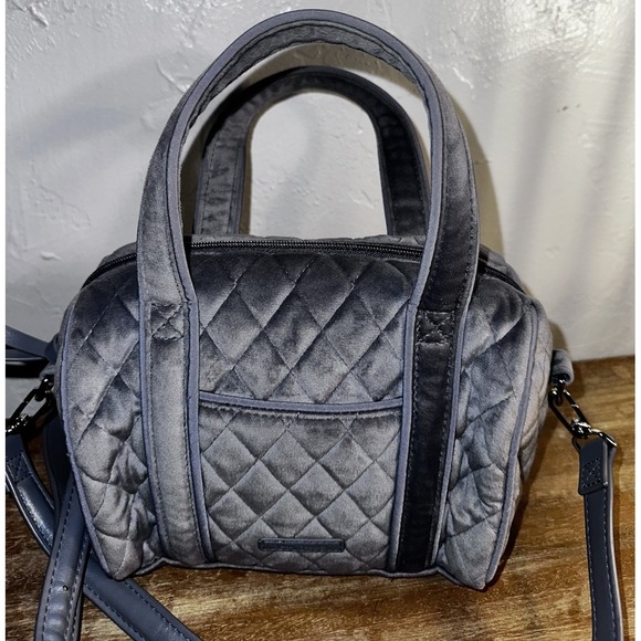 VERA BRADLEY Mini Satchel Crossbody Moonlight Gray Soft Quilted Microfiber - Picture 4 of 6